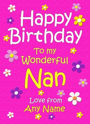 Personalised Nan Birthday Card (Cerise)