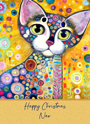 Christmas Card For Nan (Cat Art Painting, Design 2)
