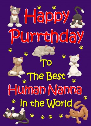 From The Cat Birthday Card (Purple, Human Nanna, Happy Purrthday)