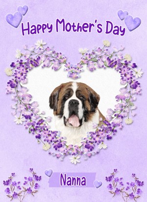 St Bernard Dog Mothers Day Card (Happy Mothers, Nanna)