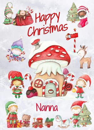Christmas Card For Nanna (Elf, White)