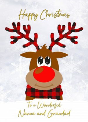 Christmas Card For Nanna and Grandad (Reindeer Cartoon)