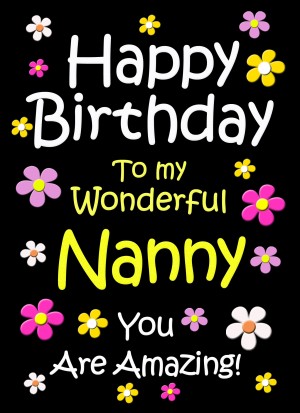 Nanny Birthday Card (Black)