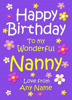 Personalised Nanny Birthday Card (Purple)
