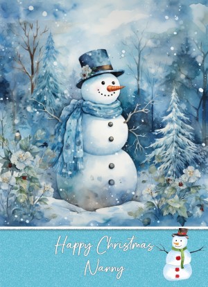 Christmas Card For Nanny (Snowman, Design 9)