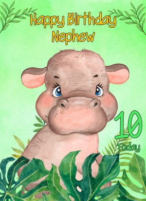 10th Birthday Card for Nephew (Hippo)