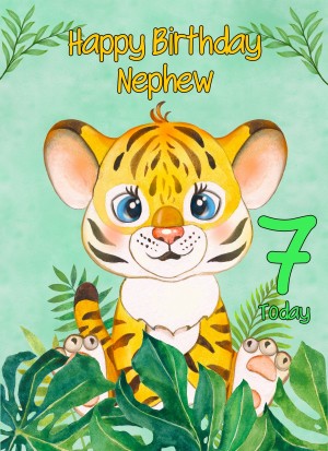 7th Birthday Card for Nephew (Tiger)