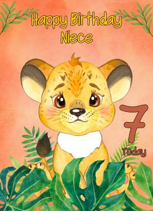 7th Birthday Card for Niece (Lion)
