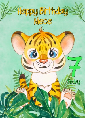 7th Birthday Card for Niece (Tiger)