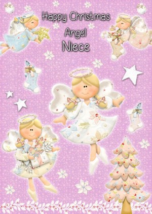 Angel Niece Christmas Card 'Happy Christmas'