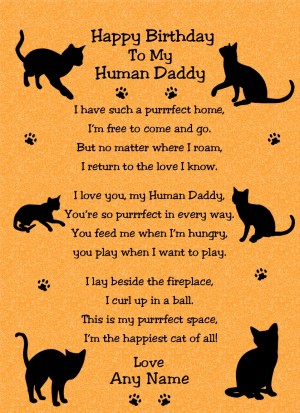 Personalised from The Cat Verse Poem Birthday Card (Orange, Human Daddy)