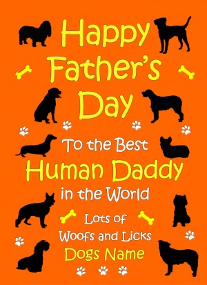 Personalised From The Dog Fathers Day Card (Orange, Human Daddy)
