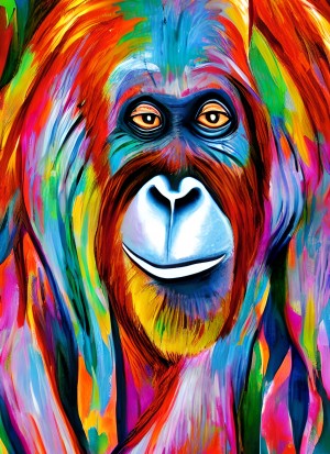 Orangutan Animal Colourful Abstract Art Blank Greeting Card