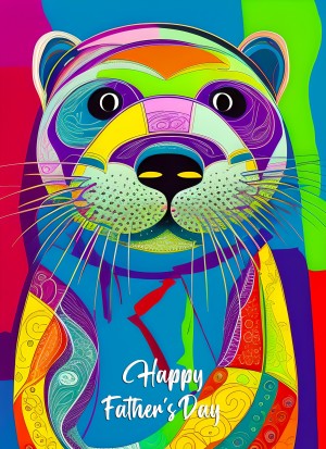 Otter Animal Colourful Abstract Art Fathers Day Card