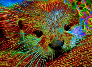 Otter Neon Art Blank Greeting Card