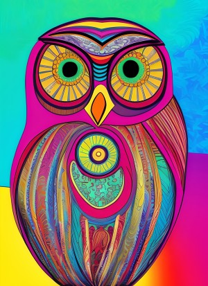 Owl Animal Colourful Abstract Art Blank Greeting Card