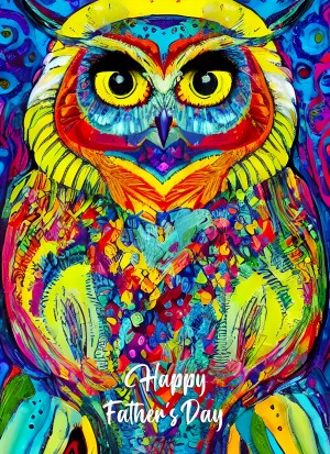 Owl Animal Colourful Abstract Art Fathers Day Card
