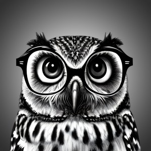 Owl Funny Black and White Art Blank Card (Spexy Beast)