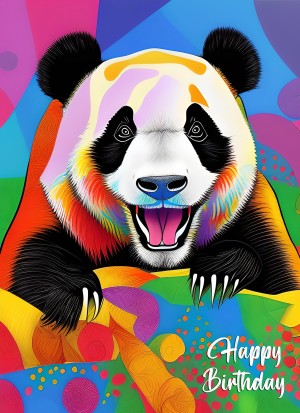 Panda Animal Colourful Abstract Art Birthday Card