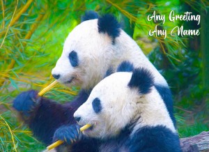 Personalised Panda Bear Art Greeting Card (Birthday, Christmas, Any Occasion)