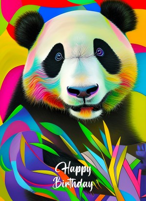 Panda Animal Colourful Abstract Art Birthday Card
