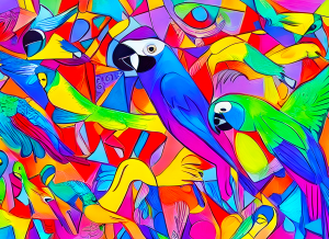 Parrot Animal Colourful Abstract Art Blank Greeting Card