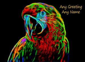 Personalised Parrot Neon Art Greeting Card (Birthday, Christmas, Any Occasion)