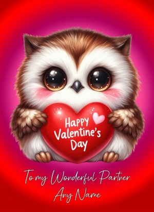 Personalised Valentines Day Card for Partner (Owl)