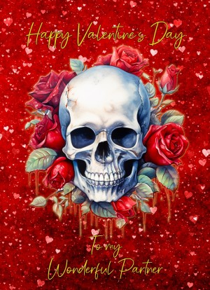 Valentines Day Card for Partner (Fantasy Skull, Design 1)