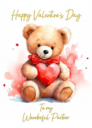 Valentines Day Card for Partner (Cuddly Bear, Design 3)