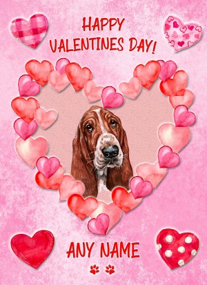 Personalised Basset Hound Dog Valentines Day Card (Happy Valentines)