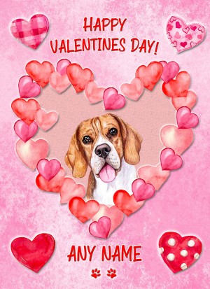 Personalised Beagle Dog Valentines Day Card (Happy Valentines)