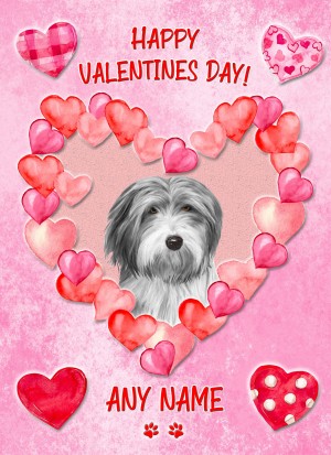 Personalised Bearded Collie Dog Valentines Day Card (Happy Valentines)