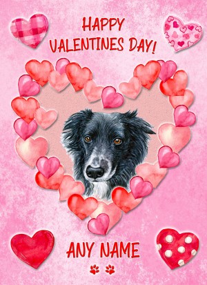 Personalised Border Collie Dog Valentines Day Card (Happy Valentines)