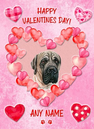 Personalised Bull Mastiff Dog Valentines Day Card (Happy Valentines)