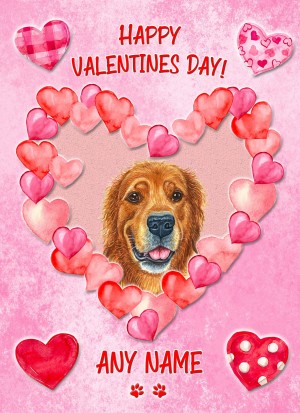 Personalised Golden Retriever Dog Valentines Day Card (Happy Valentines)