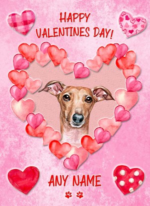 Personalised Greyhound Dog Valentines Day Card (Happy Valentines)