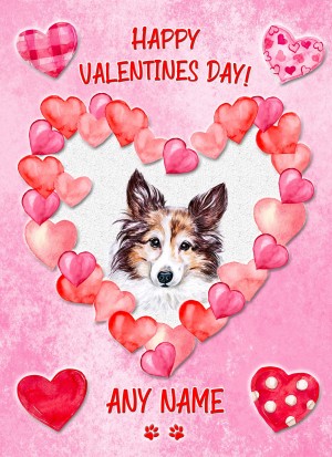 Personalised Shetland Sheepdog Dog Valentines Day Card (Happy Valentines)