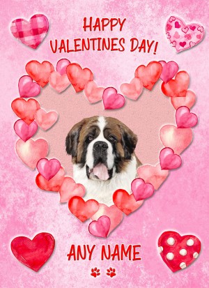 Personalised St Bernard Dog Valentines Day Card (Happy Valentines)
