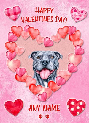 Personalised Staffordshire Bull Terrier Dog Valentines Day Card (Happy Valentines)