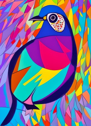 Pigeon Animal Colourful Abstract Art Blank Greeting Card