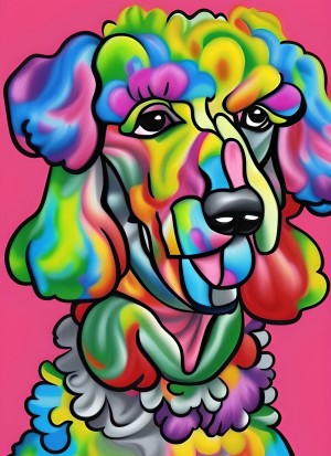 Poodle Dog Colourful Abstract Art Blank Greeting Card