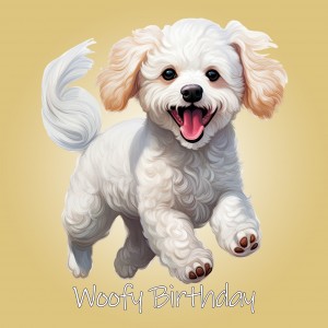 Poodle Dog Birthday Square Card (Running Art)