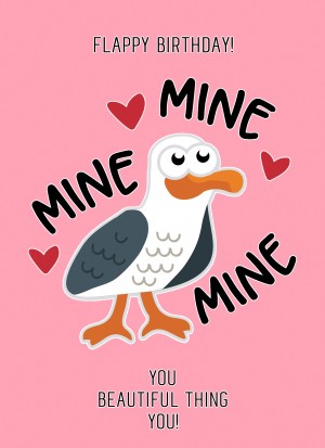 Punny Animals Seagull Bird Birthday Funny Greeting Card (Flappy Birthday)