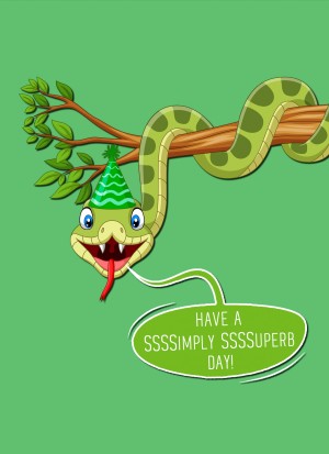 Punny Animals Snake Birthday Funny Greeting Card (Ssssimply Sssssuperb Day)