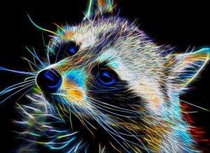 Raccoon Neon Art Blank Greeting Card