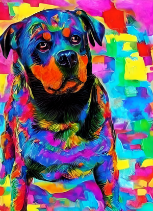 Rottweiler Dog Colourful Abstract Art Blank Greeting Card