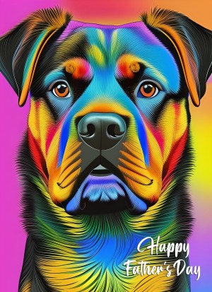 Rottweiler Dog Colourful Abstract Art Fathers Day Card