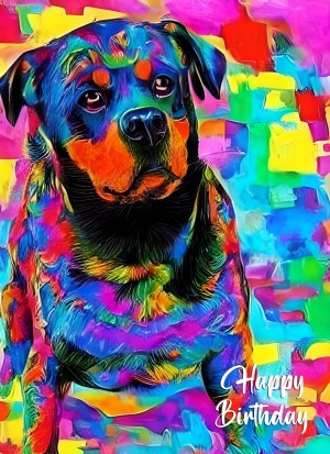 Rottweiler Dog Colourful Abstract Art Birthday Card