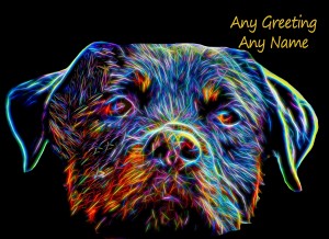 Personalised Rottweiler Neon Art Greeting Card (Birthday, Christmas, Any Occasion)